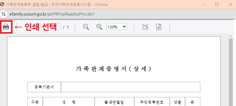 가족관계증명서 pdf 발급